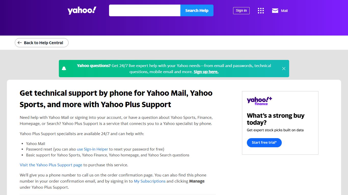 Get technical support by phone for Yahoo Mail, Yahoo Sports, and more ...